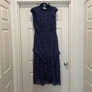 Lulus Floral Navy Blue Mock MIDI Dress